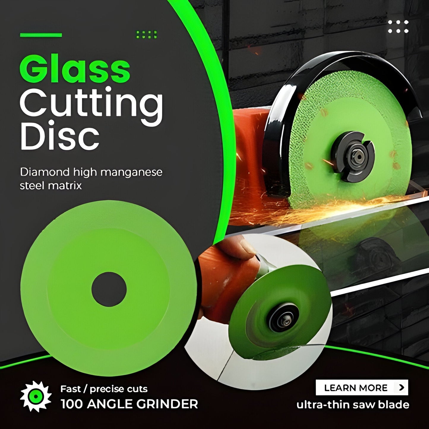 Precision Glass & Tile Cutting Blade, 3.94 Inch Grinder Disc