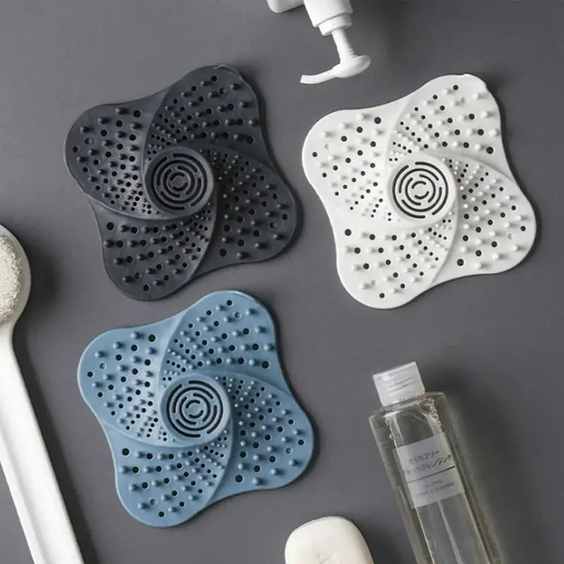 Hair Catcher for Shower Drain with Suction Cups and Central Handle