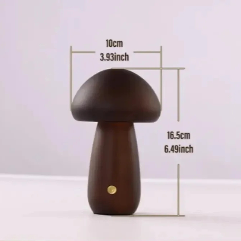 Rechargeable Touch-Controlled Wooden Mushroom Night Lamp