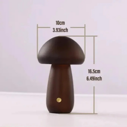 Rechargeable Touch-Controlled Wooden Mushroom Night Lamp
