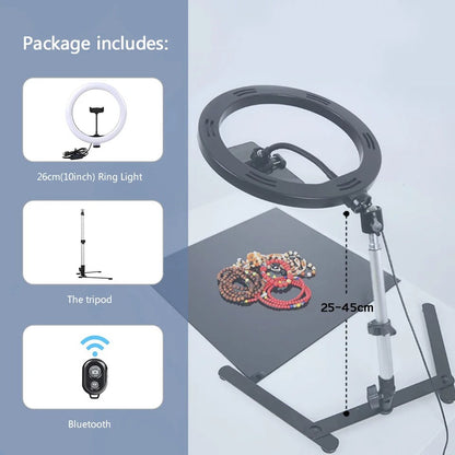 Illuminating Circle Light with Adjustable Phone Holder & Tripod
