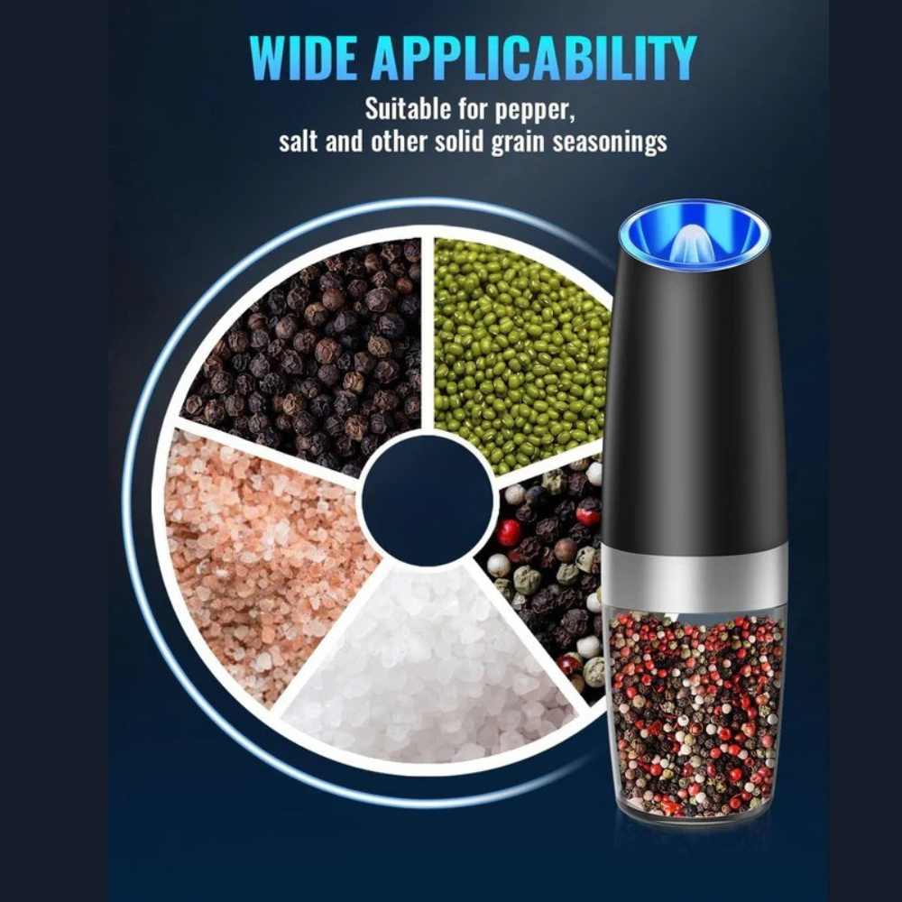 Gravity Sensor Electric Pepper Mill with Adjustable Coarseness and LED Light