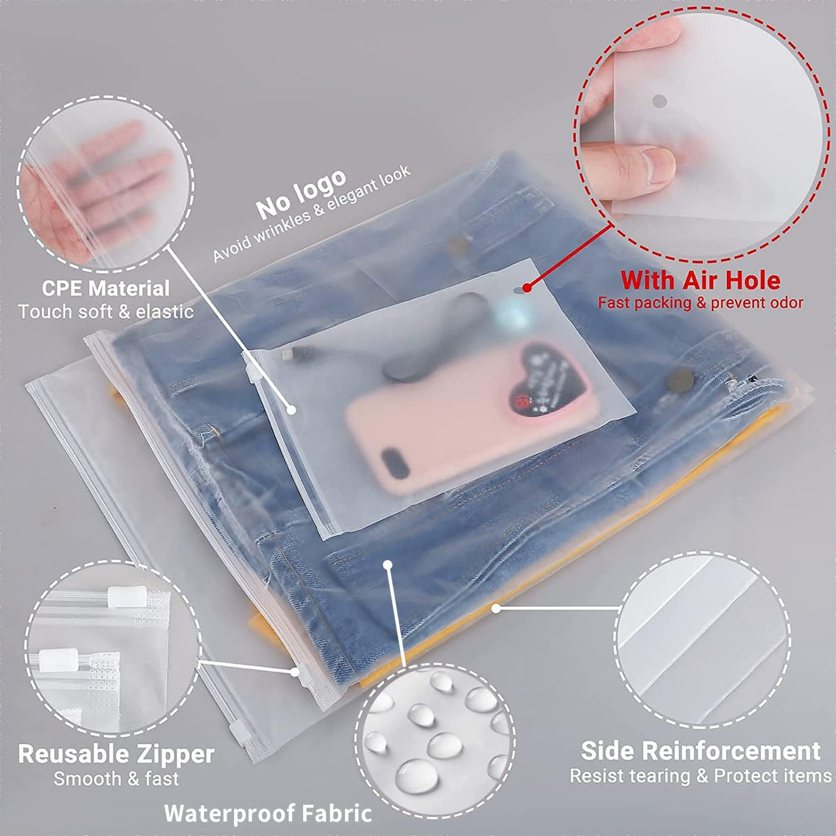 Clarity Storage Pouches with Easy-Open Zipper, 20-Pack
