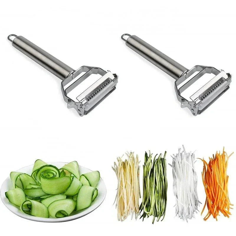 Vegetable Peeler in Stainless Steel with Julienne Blade and Dual Function