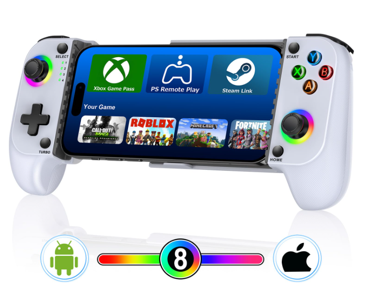 Bluetooth Gamepad for Mobile Gaming - Wireless Controller for iPhone & Android with Hall Effect Joysticks