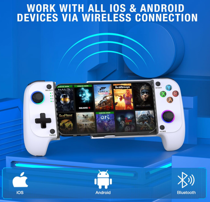 Bluetooth Gamepad for Mobile Gaming - Wireless Controller for iPhone & Android with Hall Effect Joysticks