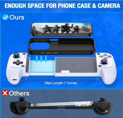 Bluetooth Gamepad for Mobile Gaming - Wireless Controller for iPhone & Android with Hall Effect Joysticks