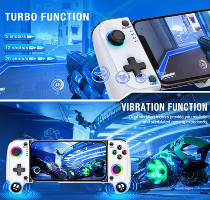 Bluetooth Gamepad for Mobile Gaming - Wireless Controller for iPhone & Android with Hall Effect Joysticks