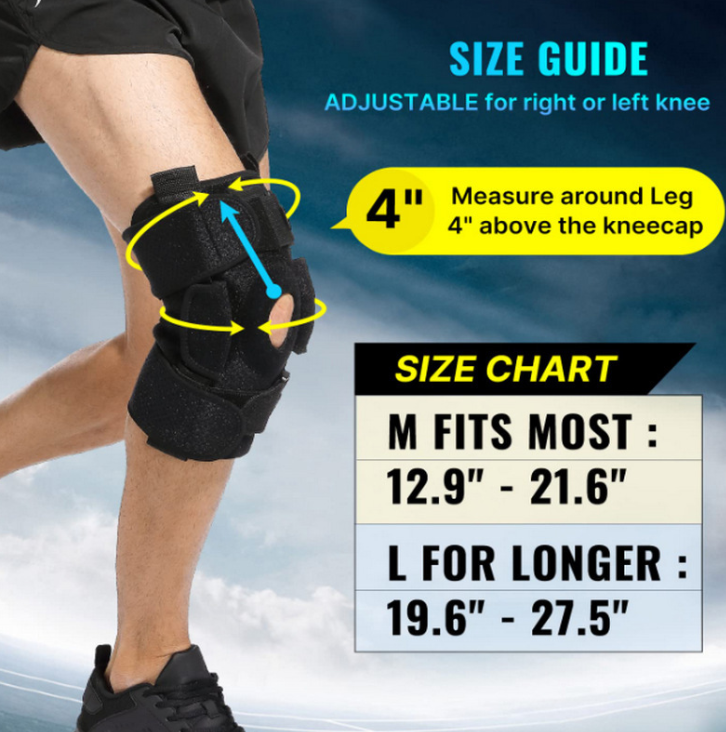 Adjustable Knee Support Brace with Removable Aluminum Struts and Gel Padding