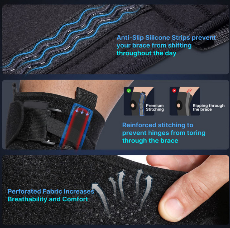 Adjustable Knee Support Brace with Removable Aluminum Struts and Gel Padding