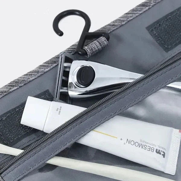Travel Smart: Men's Multi-Pocket Hanging Toiletry Organizer