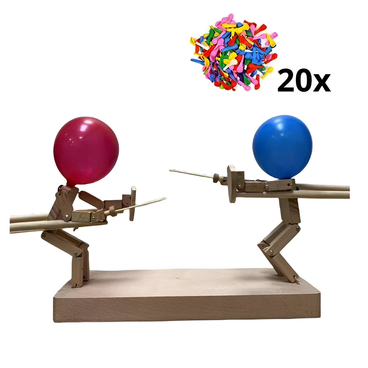 Handcrafted Wooden Duel Toy Set for 2 Players – Balloon Battle Game
