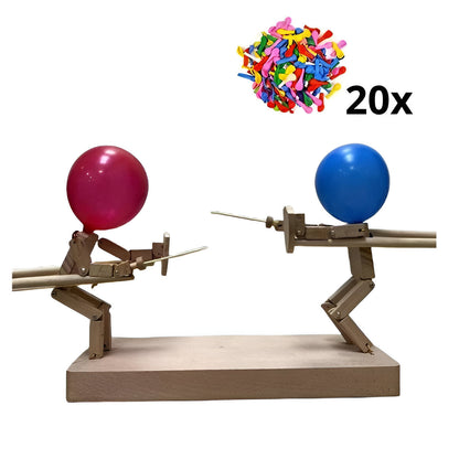 Handcrafted Wooden Duel Toy Set for 2 Players – Balloon Battle Game
