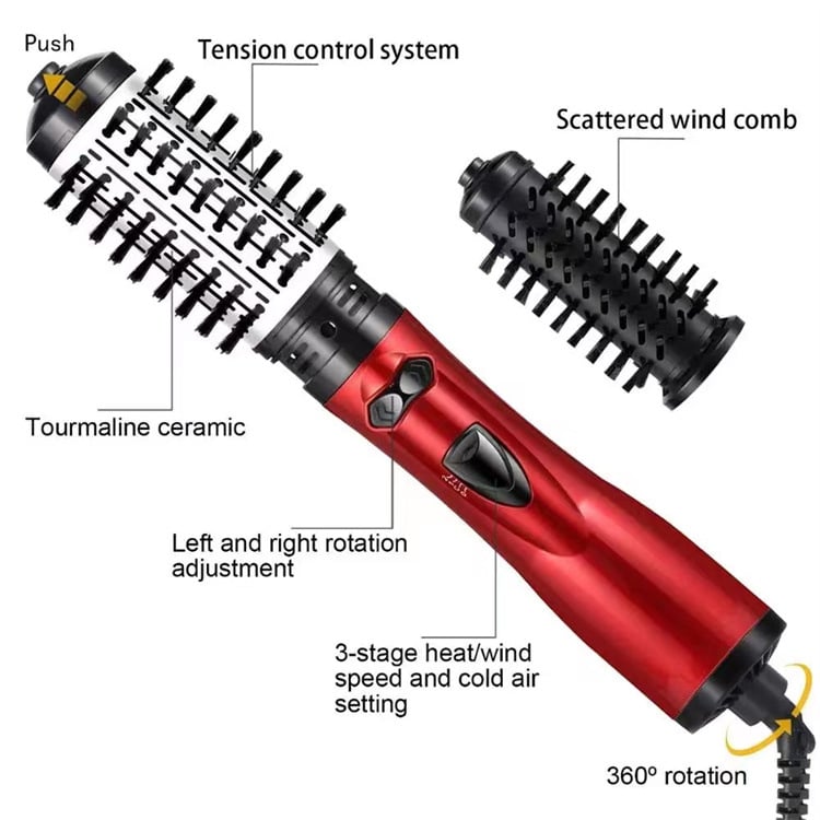 Versatile Hot Air Styler with Dual Brush Heads and Adjustable Heat