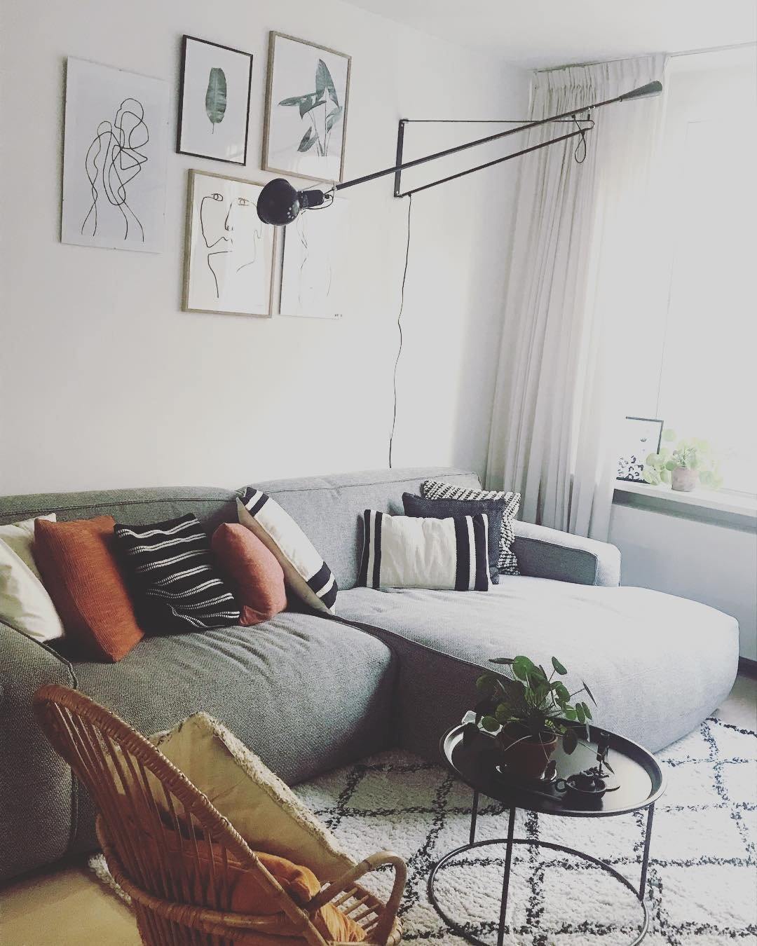Versatile Wall-Mounted Lamp with Flexible Arm and Weight Balance