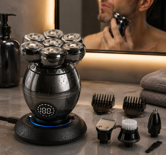 7D Floating Blade Electric Shaver for Men – Wireless Bald Head & Beard Trimmer, IPX6 Waterproof