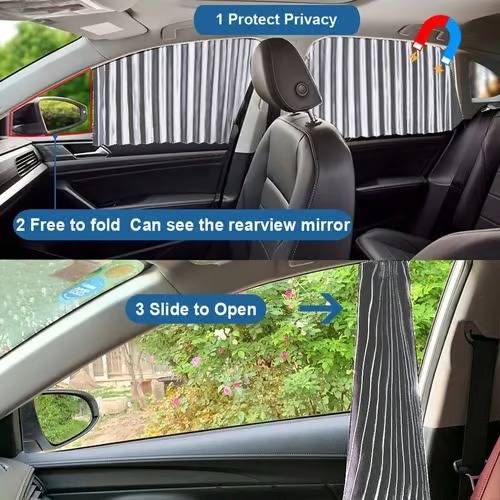 Easy-Install Car Window Shades with UV Defense and Sliding Mechanism