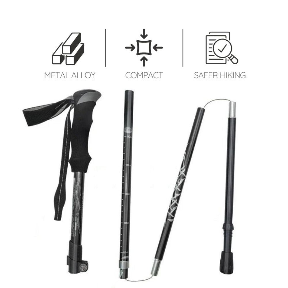 Compact Hiking Pole with Durable Steel Shaft and Slip-Resistant Handle
