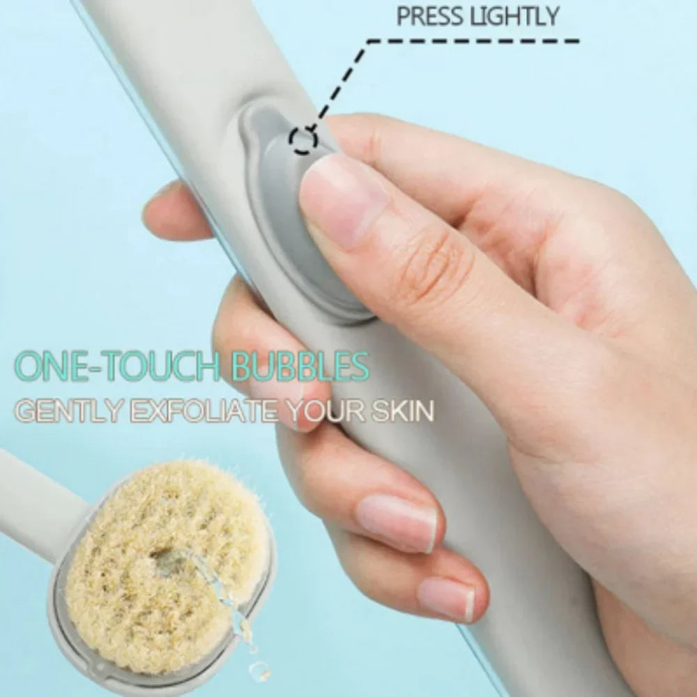 Curved Handle Back Scrubber with Gel Dispenser - 14.2 Inch Length