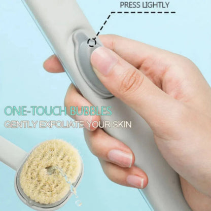 Curved Handle Back Scrubber with Gel Dispenser - 14.2 Inch Length