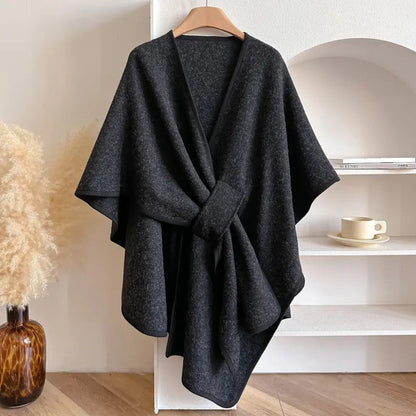 Cozy Knit Shawl Poncho Jacket