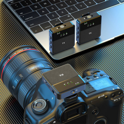 Dual Clip-On Wireless Lavalier Microphone Set for iPhone and Android with Noise Cancellation