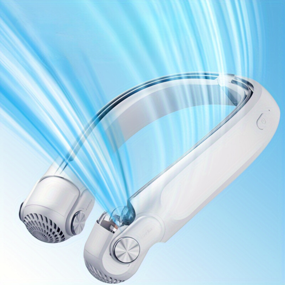 Hands-Free Bladeless Neck Fan – Rechargeable Cooling Device for Travel