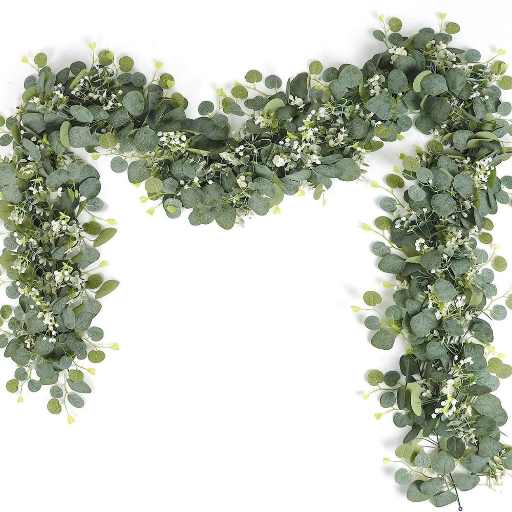 Elegant Eucalyptus-Inspired Garland with Bendable Stems, 70.8 Inches
