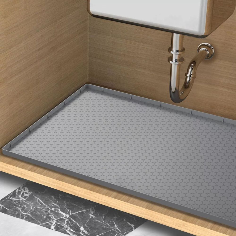 Trimmable Non-Slip Silicone Mat for Under Sink with Raised Edges
