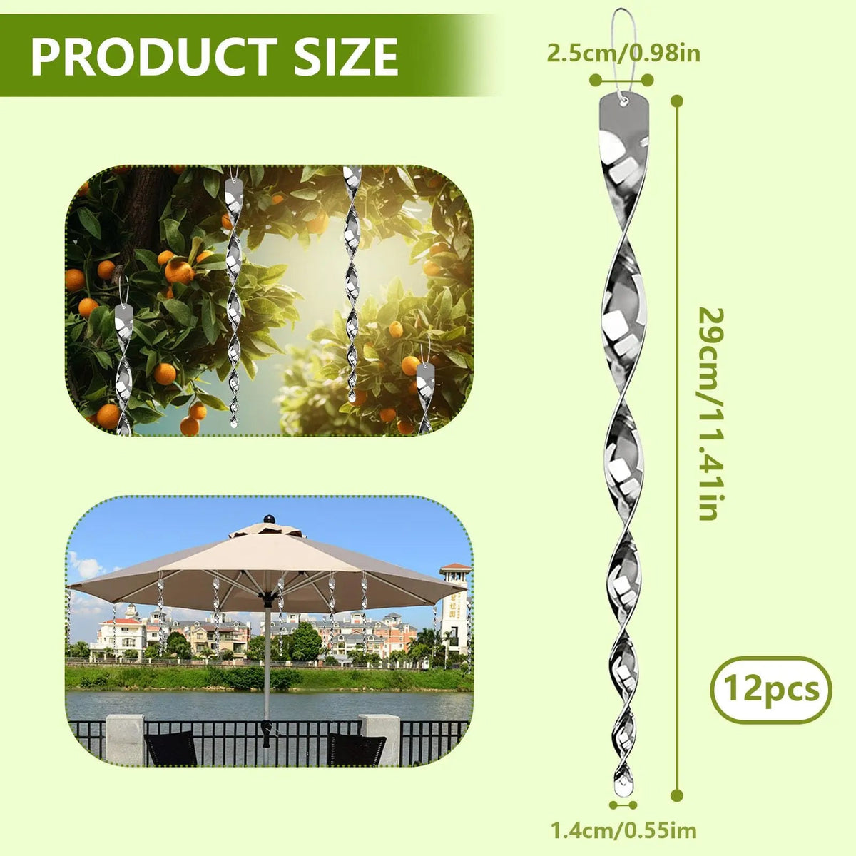 Hanging Rope Included for Reflective Spiral Rod - Bird Deterrent