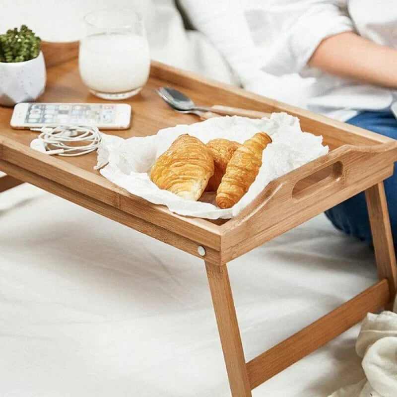 Versatile Bamboo Breakfast Tray with Foldable Legs