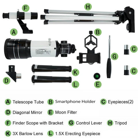 Compact Stargazing Telescope with 150x Magnification and Tripod