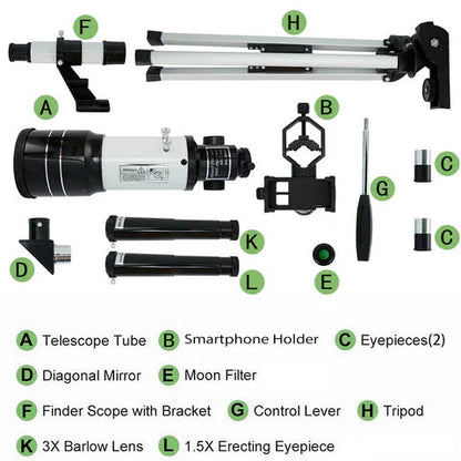 Compact Stargazing Telescope with 150x Magnification and Tripod