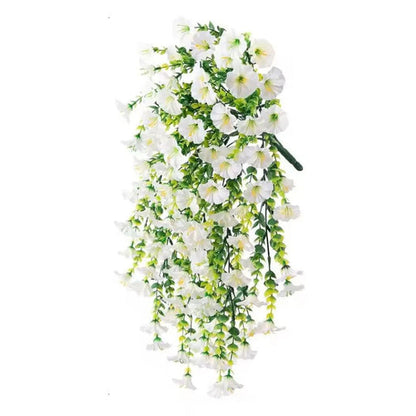 Weather-Resistant Faux Morning Glory Hanging Arrangement
