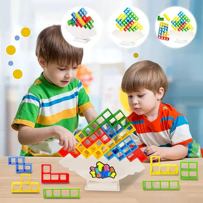 Magnetic Geometry Stacking Game with 24 Colorful Blocks