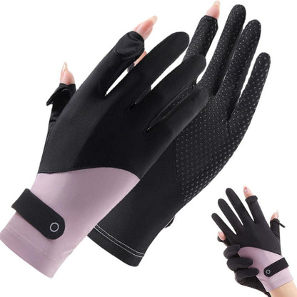 Breathable Ice Silk Driving Gloves for Women - UV Sun Protection, Touchscreen, Anti-Slip