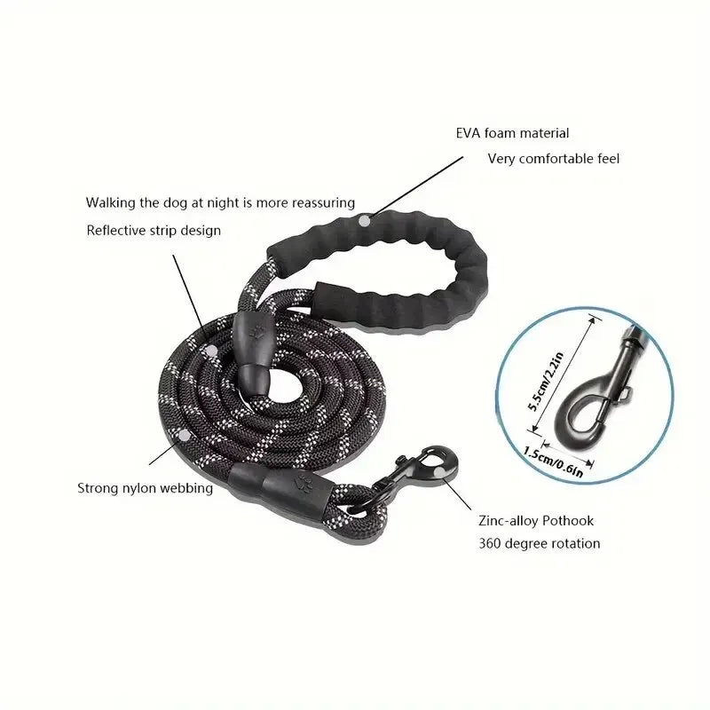 Reflective Dog Leash with Soft Grip & Enhanced Durability