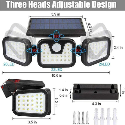 Outdoor Solar Motion Light with 74 LEDs and Adjustable Head