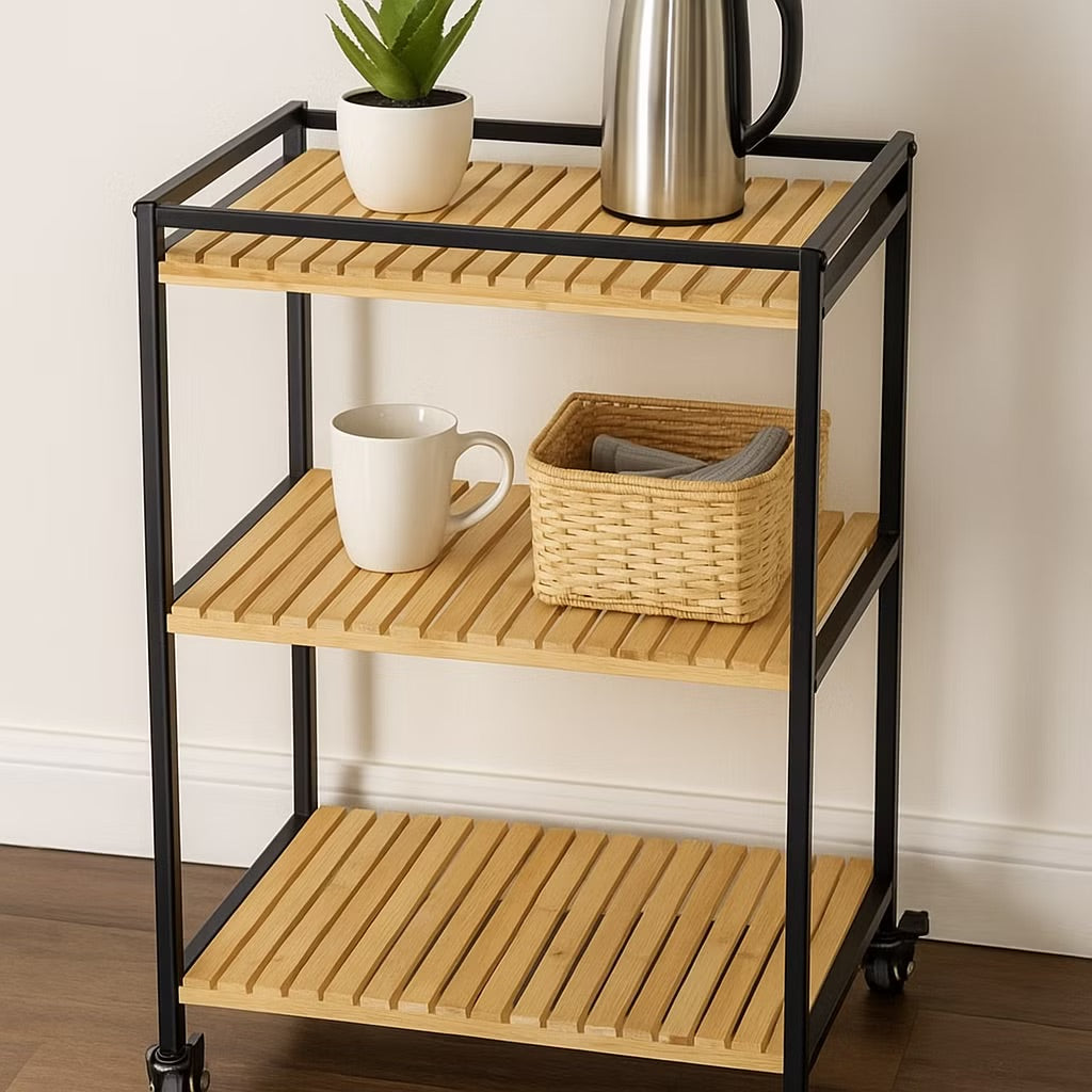 Multi-Purpose Rolling Organizer with Three Spacious Shelves