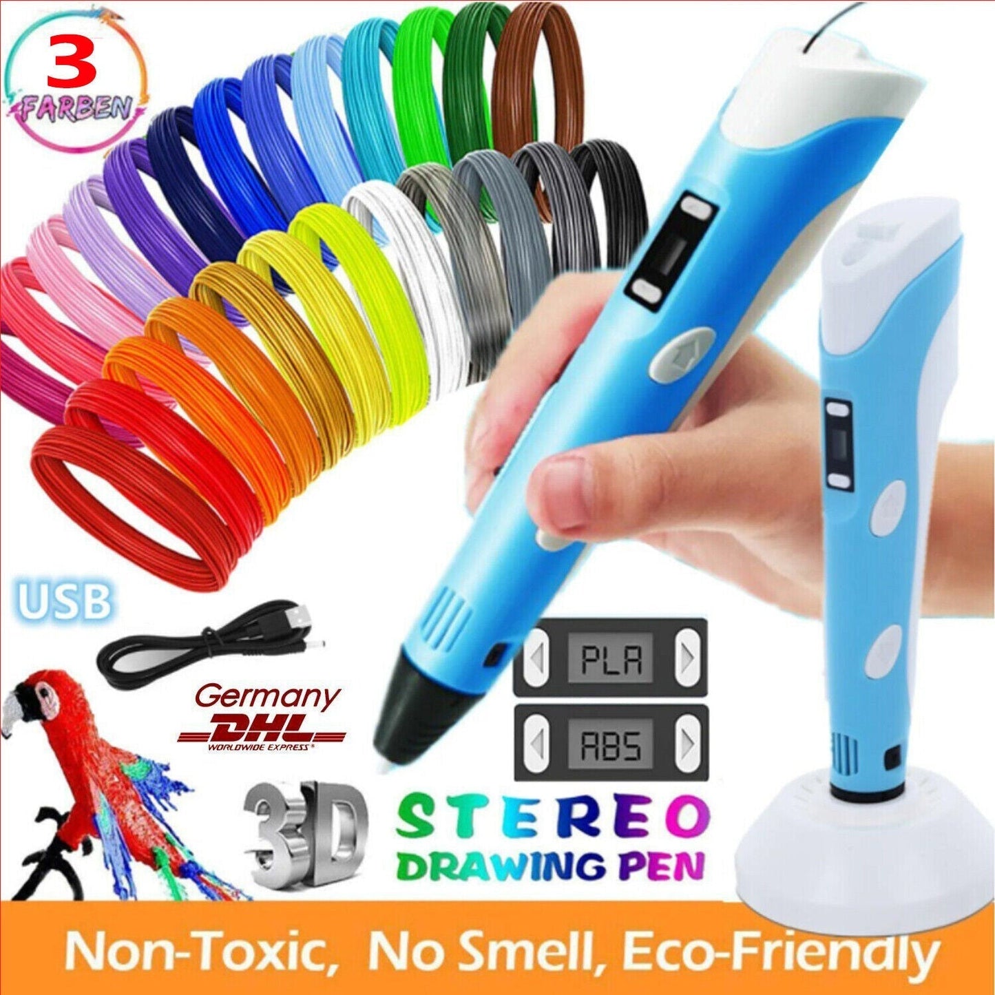 Creative 3D Design Pen with Adjustable Speed and Safety Features