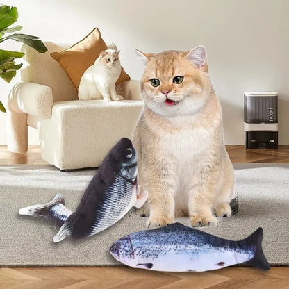Rechargeable USB Interactive Cat Toy - Plush Kicking Fish in Carp and Salmon