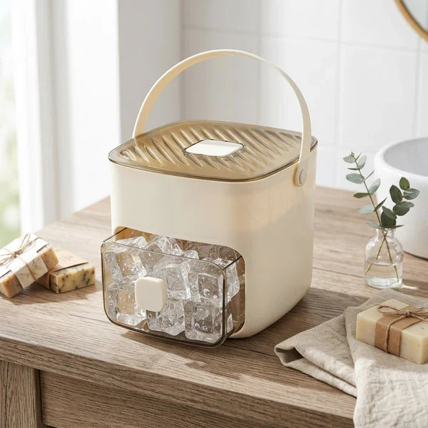 Effortless Ice Maker with Sealed Lid & Tongs - 48 Cube Capacity