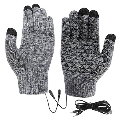 Touchscreen Winter Gloves with USB Heating - Three Finger Design for Skiing, Cycling, and Riding