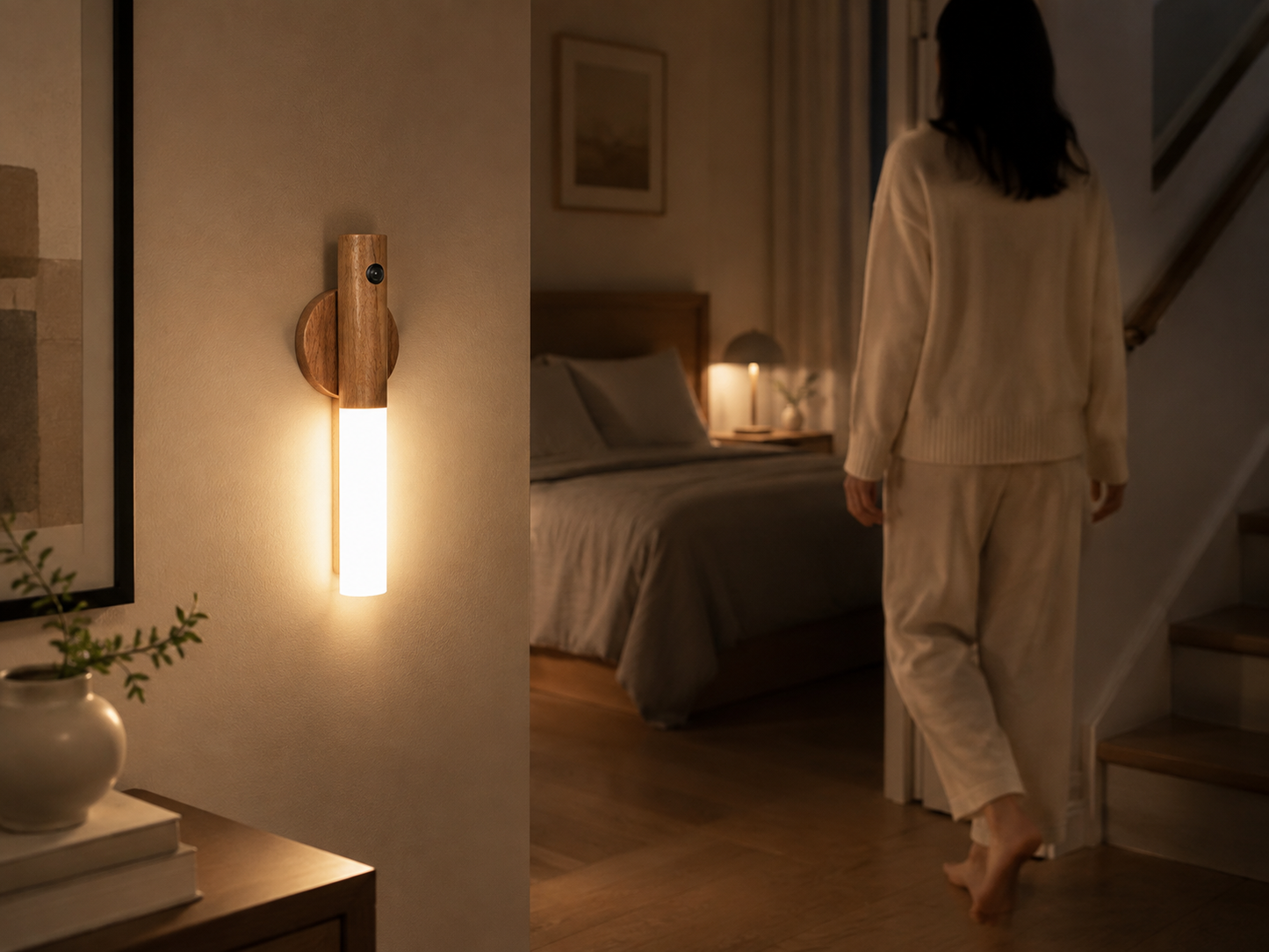 Rechargeable LED Wall Light with Motion Sensor, Warm White, 2 Finishes, Magnetic Base