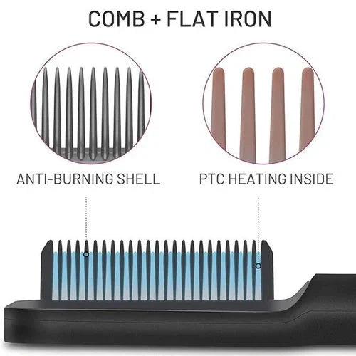 Quick Style Heated Comb with Ionic Frizz Control & Travel Case