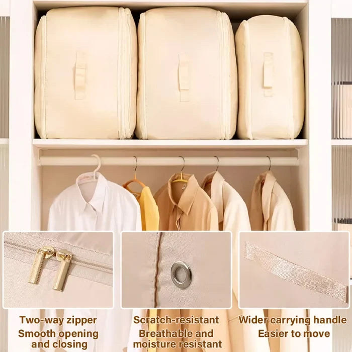 Space-Saving Compression Bag with Zipper and Water-Resistant Fabric