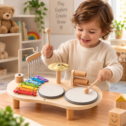 Musical Toy Set for Kids 2-6 – Drum, Xylophone, Tambourine, Maracas