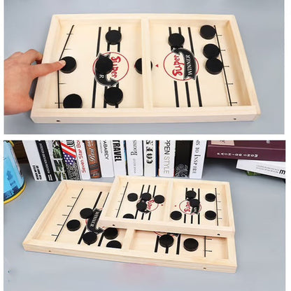 Engaging Two-Player Wooden Target Puck Game with 10 Pucks