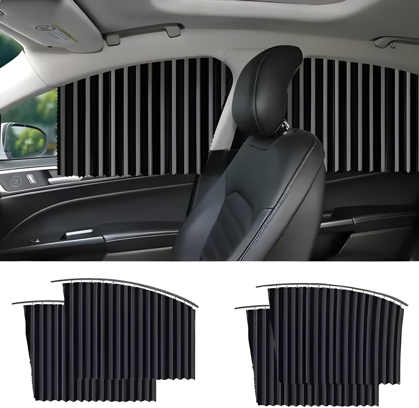 Easy-Install Car Window Shades with UV Defense and Sliding Mechanism