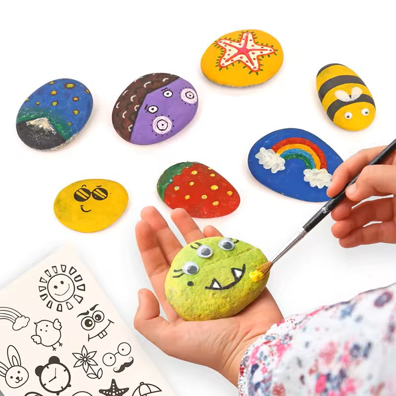 Creative Rock Art Kit with Smooth Stones and Vibrant Paints for Ages 4-12